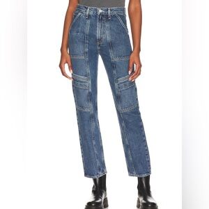 AGOLDE Cooper Cargo Jeans Medium Wash Cropped Organic Cotton